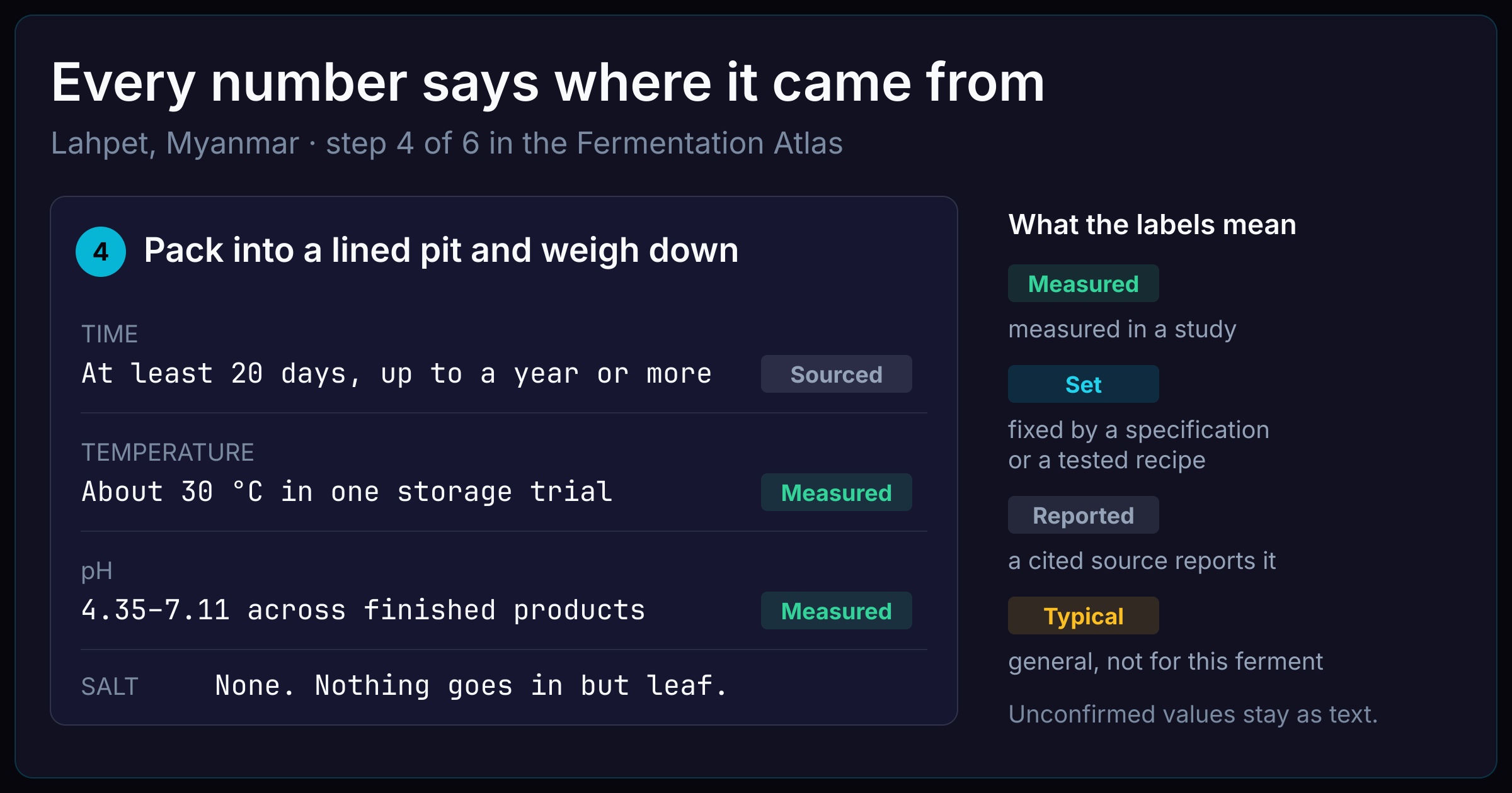 A fermentation atlas where every number says where it came from — hero illustration