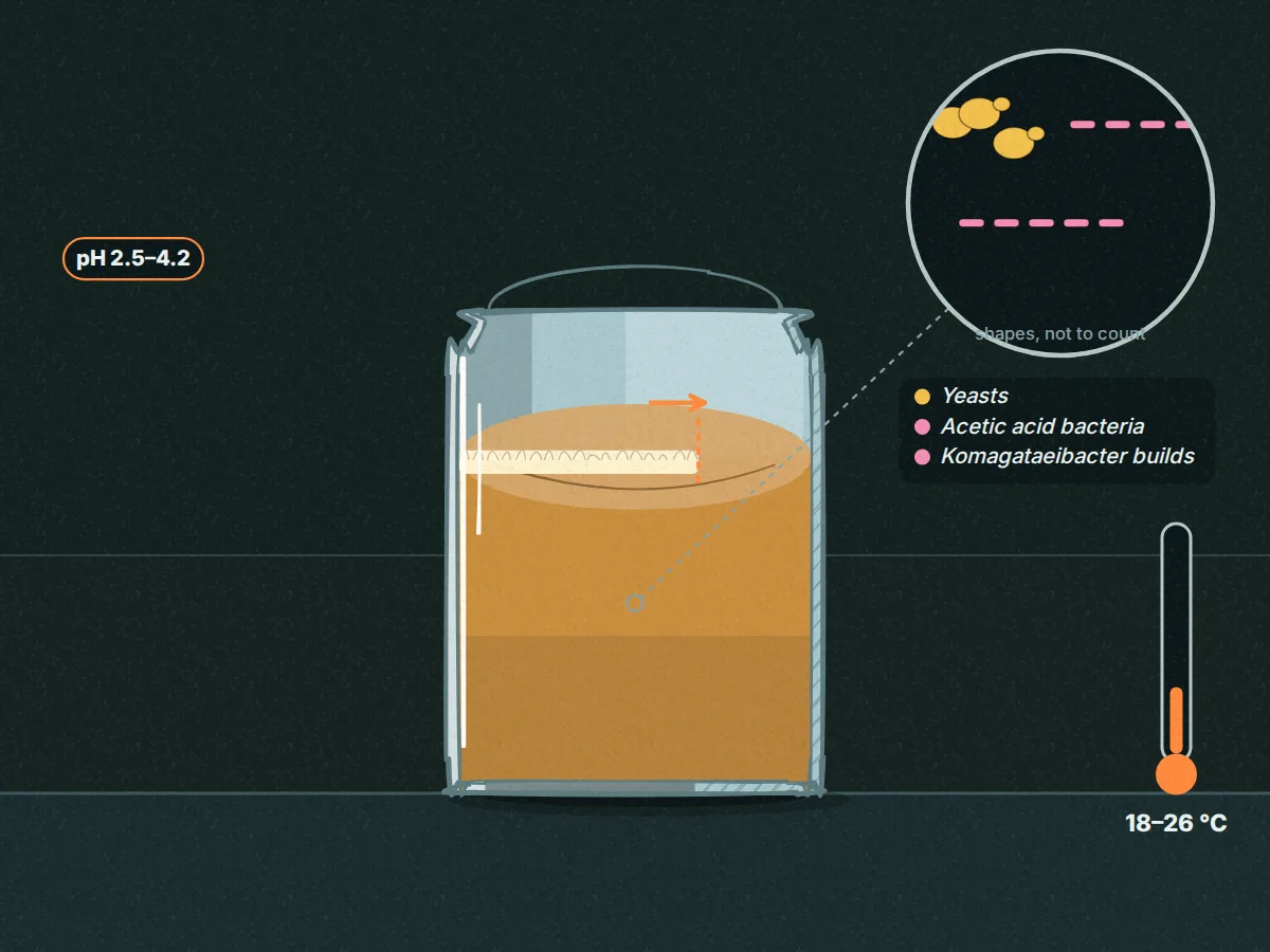 Kombucha: a drawing of one step of how it is made